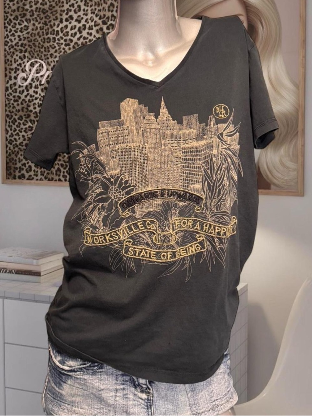 DIESEL Y2K Grey City Graphic Tee